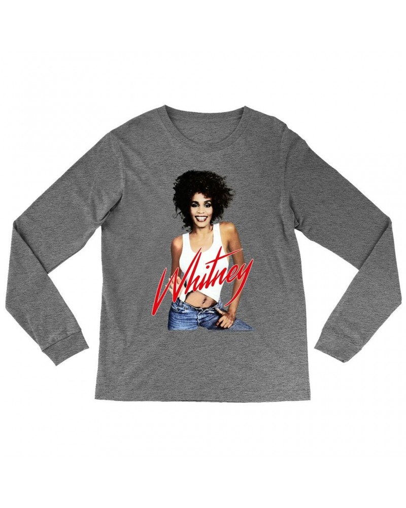 Whitney Houston Heather Long Sleeve Shirt | Just Whitney Shirt $5.17 Shirts