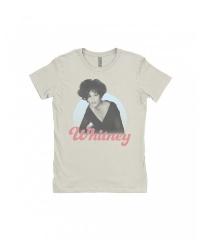 Whitney Houston Ladies' Boyfriend T-Shirt | 1990 Photo Pastel Design Shirt $14.24 Shirts