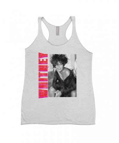 Whitney Houston Ladies' Tank Top | Whitney Pink And Red Design Distressed Shirt $11.24 Shirts