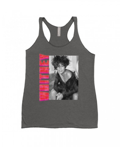 Whitney Houston Ladies' Tank Top | Whitney Pink And Red Design Distressed Shirt $11.24 Shirts