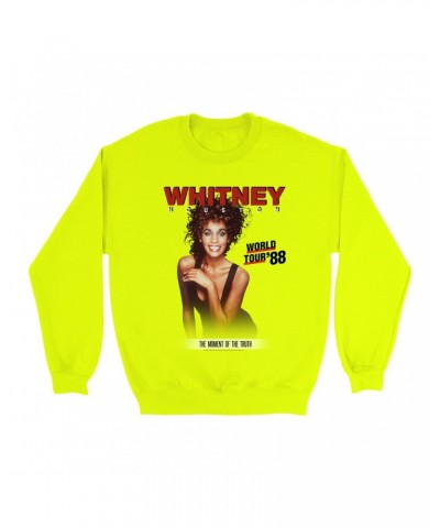 Whitney Houston Bright Colored Sweatshirt | 1988 World Tour Poster Image Sweatshirt $6.72 Sweatshirts