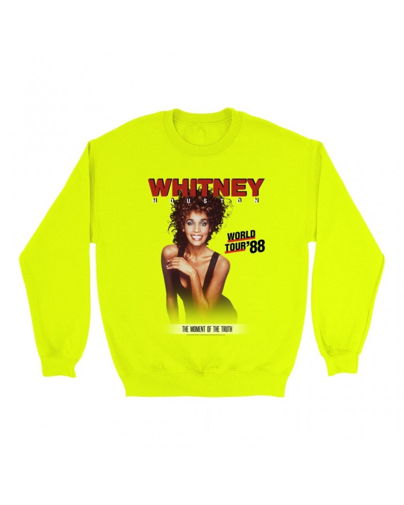 Whitney Houston Bright Colored Sweatshirt | 1988 World Tour Poster Image Sweatshirt $6.72 Sweatshirts