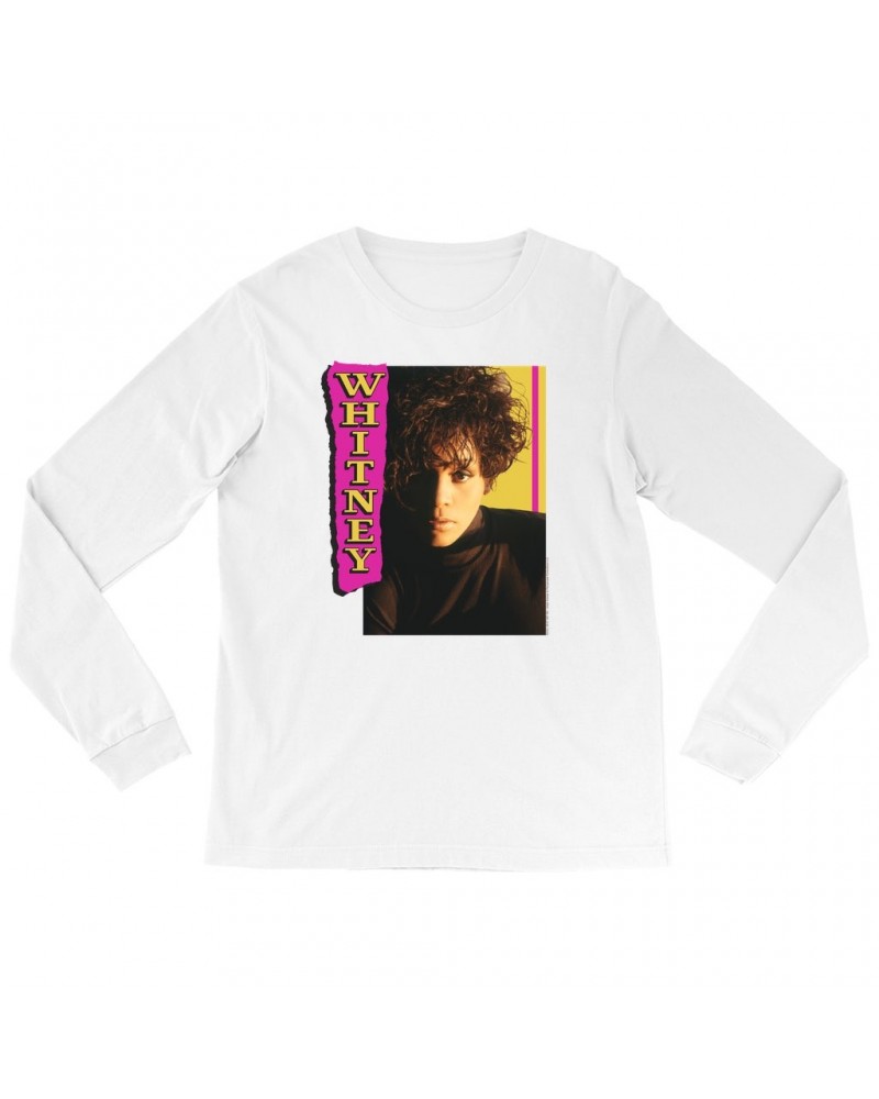 Whitney Houston Long Sleeve Shirt | Whitney Pink And Yellow Image Shirt $3.49 Shirts