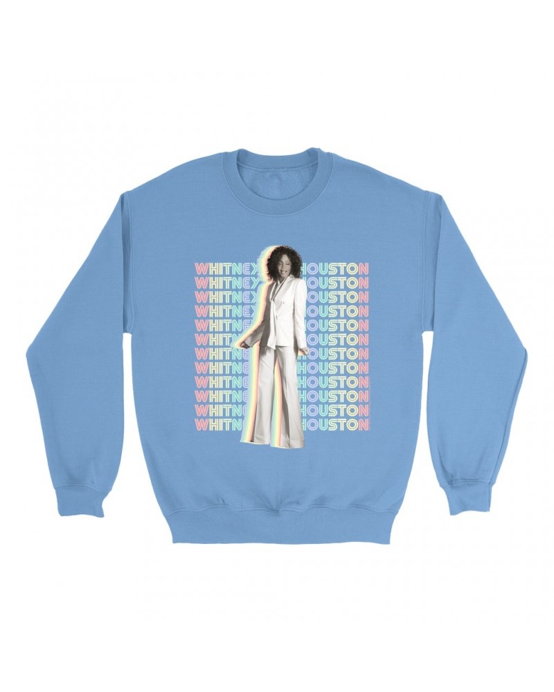 Whitney Houston Bright Colored Sweatshirt | Nothing But Love Pastel Rainbow Album Photo Image Sweatshirt $4.37 Sweatshirts