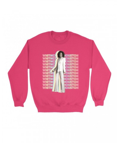 Whitney Houston Bright Colored Sweatshirt | Nothing But Love Pastel Rainbow Album Photo Image Sweatshirt $4.37 Sweatshirts