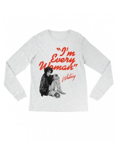 Whitney Houston Long Sleeve Shirt | I'm Every Woman Distressed Shirt $7.38 Shirts