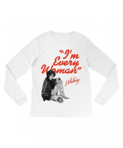 Whitney Houston Long Sleeve Shirt | I'm Every Woman Distressed Shirt $7.38 Shirts