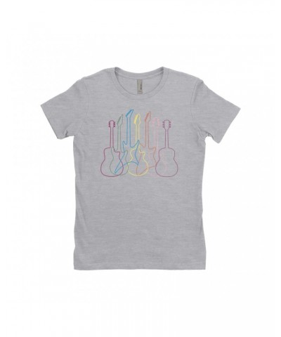 Music Life Ladies' Boyfriend T-Shirt | Spectrum Guitar Shapes Shirt $9.98 Shirts