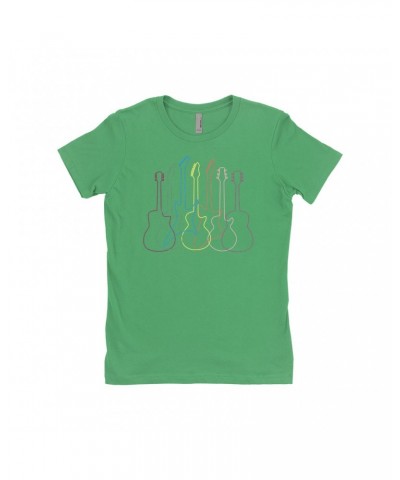 Music Life Ladies' Boyfriend T-Shirt | Spectrum Guitar Shapes Shirt $9.98 Shirts