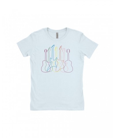 Music Life Ladies' Boyfriend T-Shirt | Spectrum Guitar Shapes Shirt $9.98 Shirts