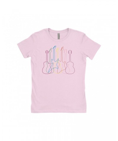 Music Life Ladies' Boyfriend T-Shirt | Spectrum Guitar Shapes Shirt $9.98 Shirts