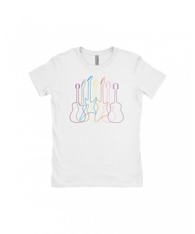 Music Life Ladies' Boyfriend T-Shirt | Spectrum Guitar Shapes Shirt $9.98 Shirts