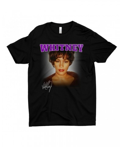 Whitney Houston T-Shirt | Whitney Close Up And Varsity Purple Logo Shirt $11.31 Shirts