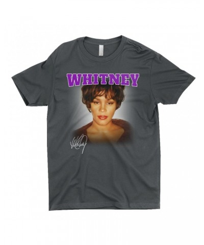 Whitney Houston T-Shirt | Whitney Close Up And Varsity Purple Logo Shirt $11.31 Shirts