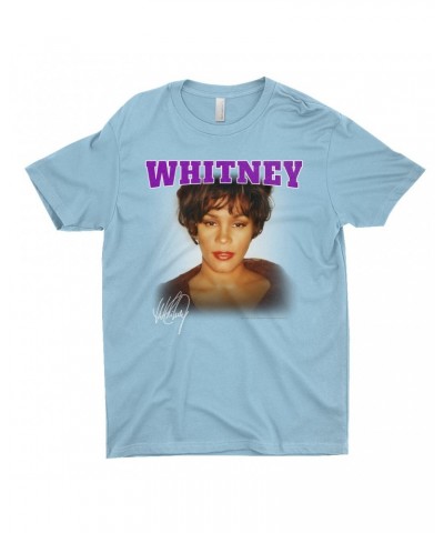 Whitney Houston T-Shirt | Whitney Close Up And Varsity Purple Logo Shirt $11.31 Shirts