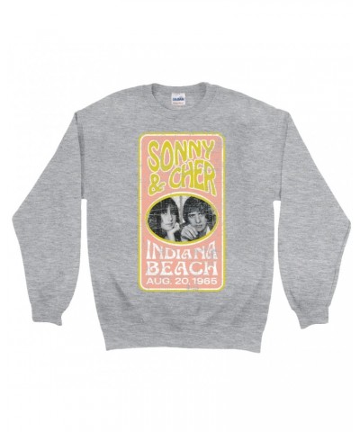 Sonny & Cher Sweatshirt | Indiana Beach Peach And Avocado Concert Banner Distressed Sweatshirt $15.62 Sweatshirts