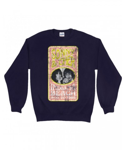 Sonny & Cher Sweatshirt | Indiana Beach Peach And Avocado Concert Banner Distressed Sweatshirt $15.62 Sweatshirts