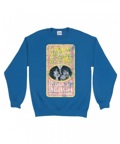 Sonny & Cher Sweatshirt | Indiana Beach Peach And Avocado Concert Banner Distressed Sweatshirt $15.62 Sweatshirts