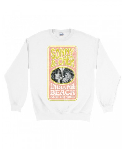 Sonny & Cher Sweatshirt | Indiana Beach Peach And Avocado Concert Banner Distressed Sweatshirt $15.62 Sweatshirts