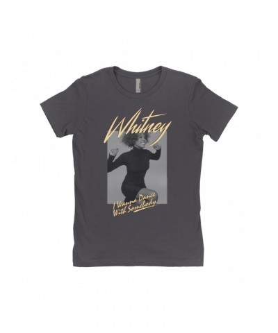 Whitney Houston Ladies' Boyfriend T-Shirt | I Wanna Dance With Somebody Ivory Design Shirt $6.87 Shirts