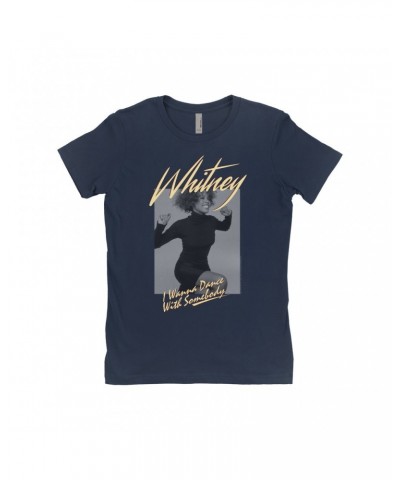 Whitney Houston Ladies' Boyfriend T-Shirt | I Wanna Dance With Somebody Ivory Design Shirt $6.87 Shirts