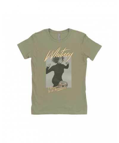 Whitney Houston Ladies' Boyfriend T-Shirt | I Wanna Dance With Somebody Ivory Design Shirt $6.87 Shirts